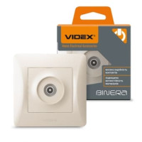 Розетка TV телевизионная одинарная крем Videx Binera 